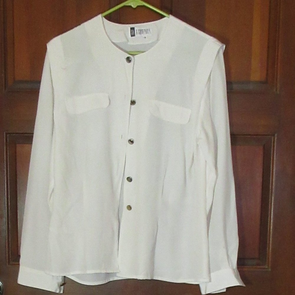 Cream Long Sleeve Blouse Size 10 SK & COMPANY